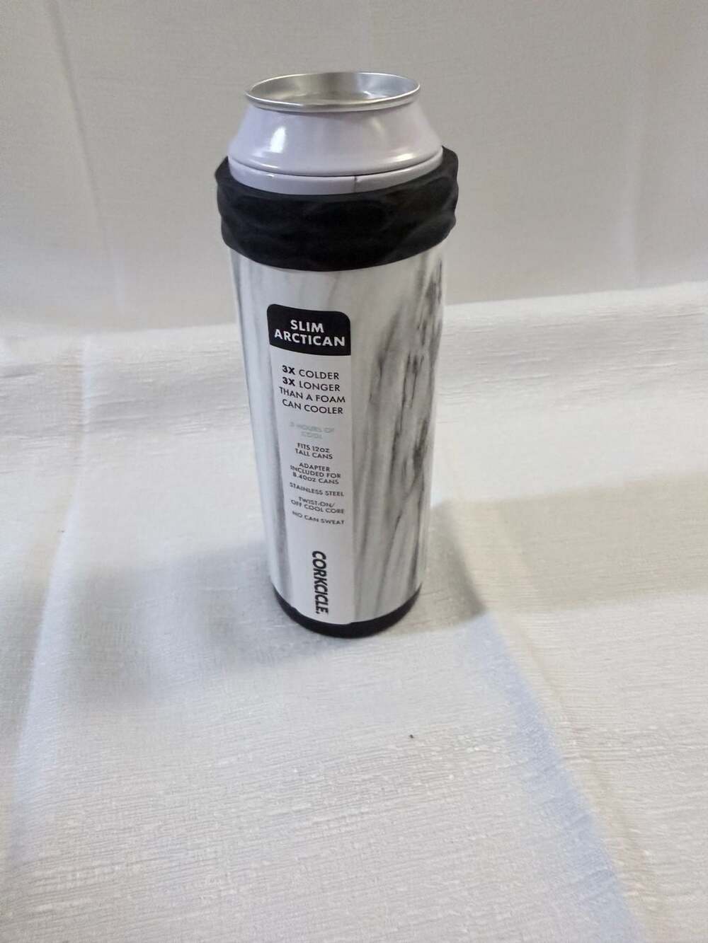 Corkcicle Slim Arctican 12oz Tall Can Cooler in Snowdrift Marble